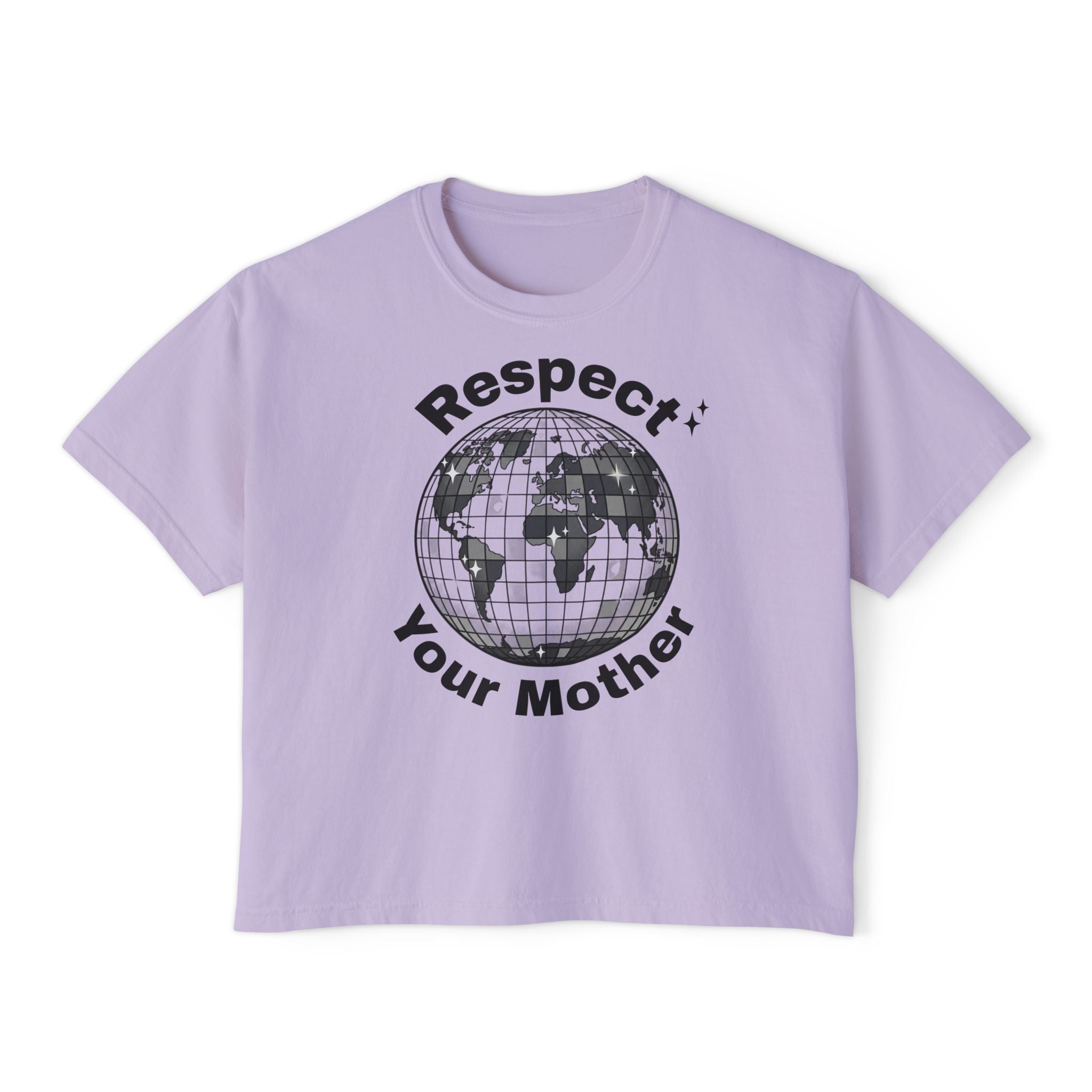 Respect Your Mother Globe Earth Disco Ball graphic tee | Women's Boxy Tee