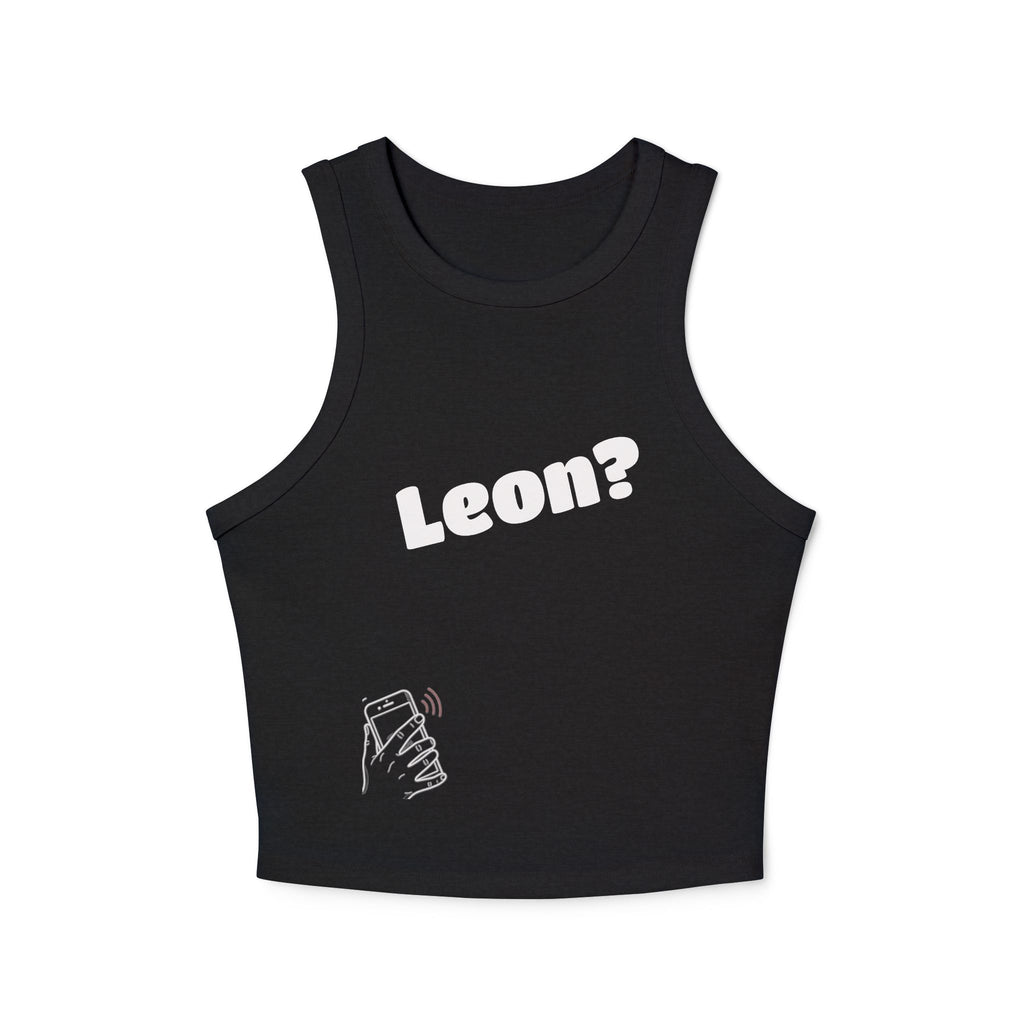 Leon? Bubble Text Tank Top | Cropped Ribbed Racer Tank