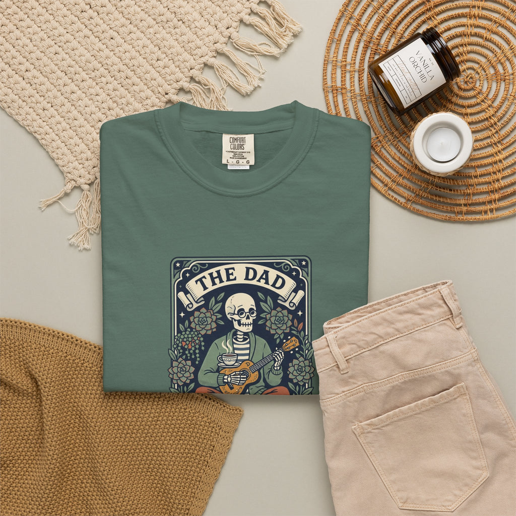 The Dad Skeleton Playing Guitar T-shirt | Tarot Style Illustration, Folk Art