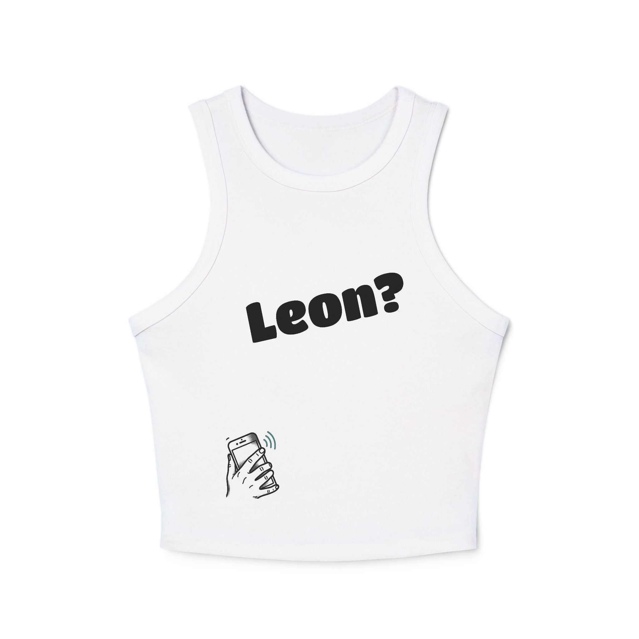 Leon? Bubble Text Tank Top | Cropped Ribbed Racer Tank