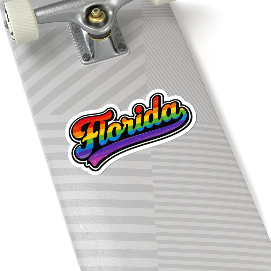Florida Rainbow Script Sticker — Pride Kiss-Cut Vinyl Sticker