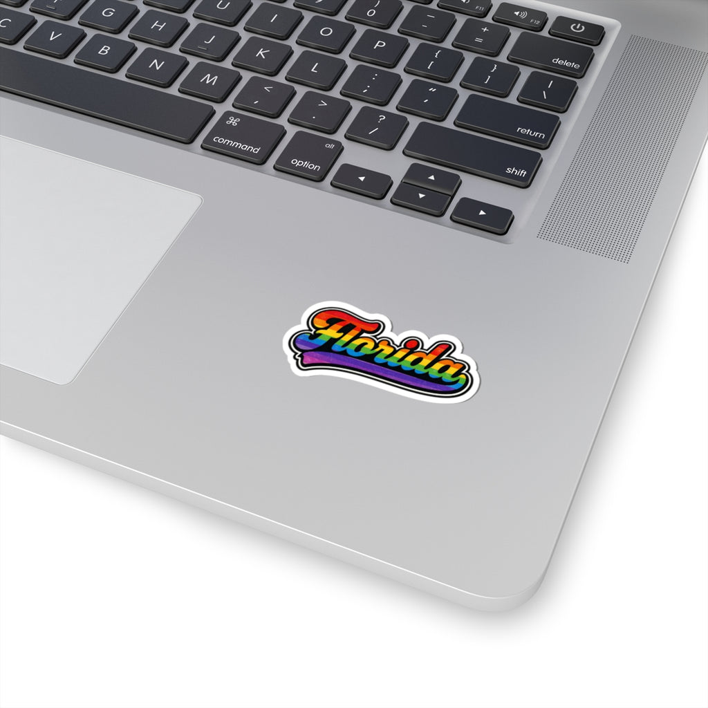Florida Rainbow Script Sticker — Pride Kiss-Cut Vinyl Sticker