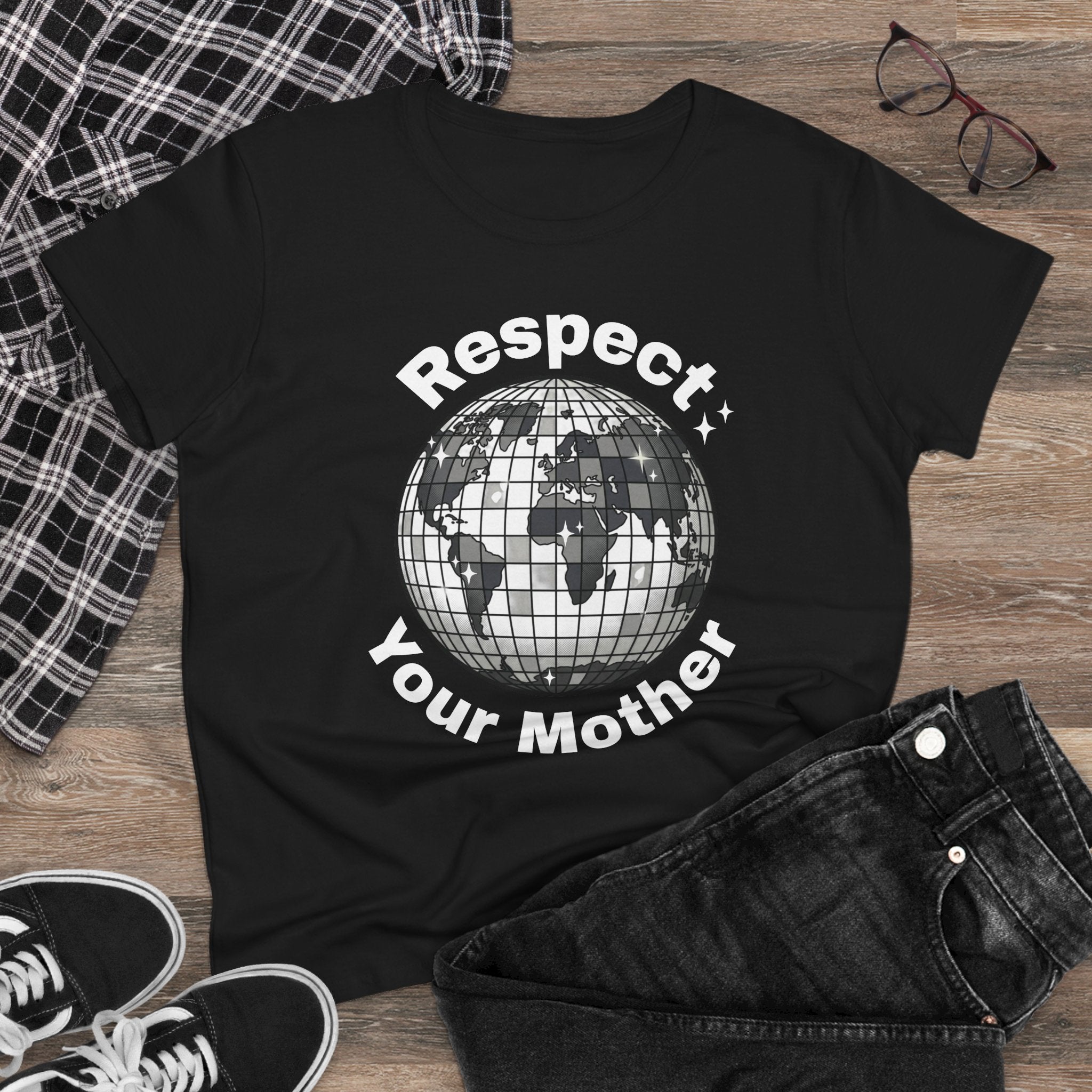 Respect Your Mother Disco Earth Tee — Women's Environmental Graphic T-Shirt